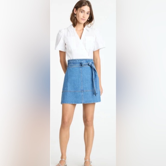Tanya Taylor Courtney Mini Skirt Medium Indigo Denim, Size 6 - Picture 1 of 12